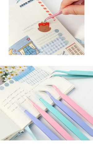 Planet Gates S15248 8Style Candy-colored Tweezers Creative Stainless Steel High Elastic Clips
