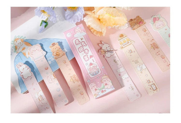 Planet Gates S20148-1 Mr. Paper 30PCs/Box Cute Animal Paper Bookmarks for Books Cartoon Style Ruler Gift Message Card Teacher Supplies Stationery