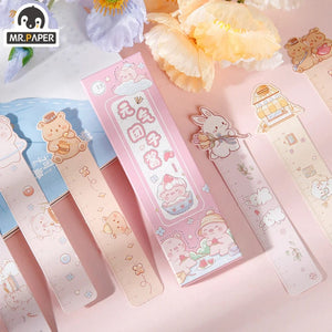 Planet Gates S20148-1 Mr. Paper 30PCs/Box Cute Animal Paper Bookmarks for Books Cartoon Style Ruler Gift Message Card Teacher Supplies Stationery