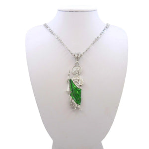 Planet Gates Saint Jude Necklace 14K Gold Plated San Judas Pendant Figaro Chain