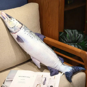 Planet Gates Salmon / 40cm 3D Simulation Fish Plush Toys Stuffed Tuna Salmon Autumn Saury Grouper Plush Pillow Creative Sofa Pillow Cushion Gift Kids Toy