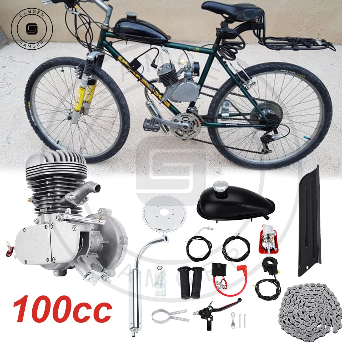Samger 50/80/100CC Bicycle Gasoline Engine Kit 2 Stroke Pocket Bike En