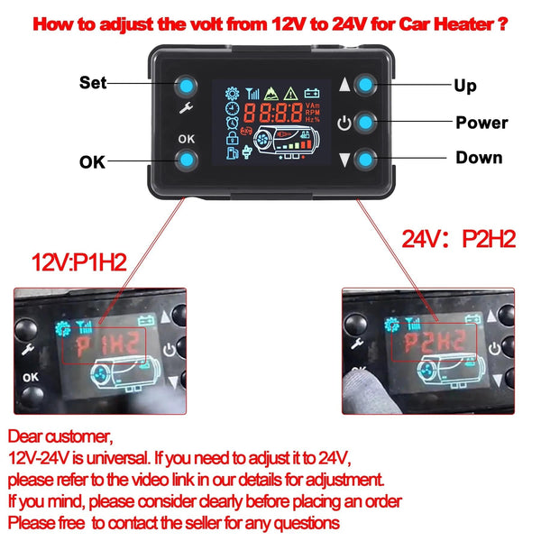Planet Gates Samger 5KW Diesel Air Heater 12-24V All In One Car Heater With Silencer LCD Switch Remote Control For Car Bus RV Trucks SUV