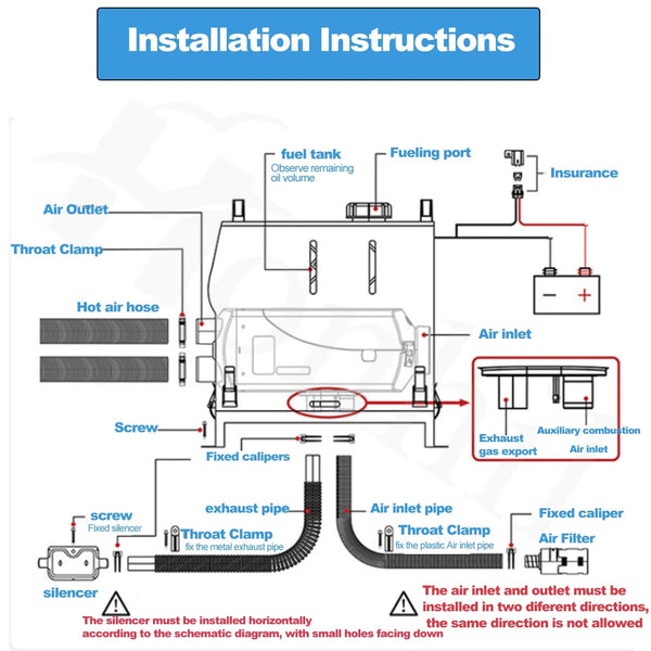 Planet Gates Samger 5KW Diesel Air Heater 12-24V All In One Car Heater With Silencer LCD Switch Remote Control For Car Bus RV Trucks SUV