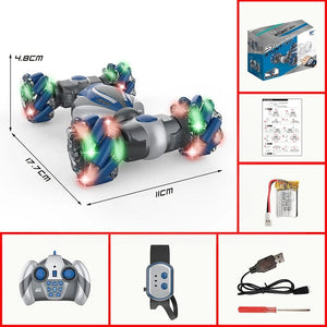 Planet Gates Samll RC Stunt Car Remote Control Watch Gesture Sensor Electric Toy RC Drift Car 2.4GHz 4WD Rotation Gift for Kids Boys Birthday