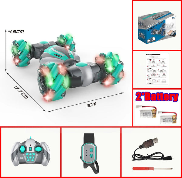 Planet Gates Samll RC Stunt Car Remote Control Watch Gesture Sensor Electric Toy RC Drift Car 2.4GHz 4WD Rotation Gift for Kids Boys Birthday