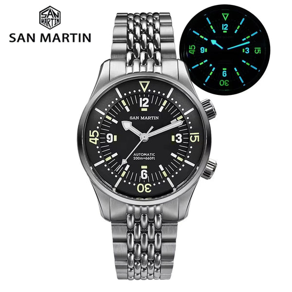 Planet Gates San Martin 39mm Leyenda Diver Watch NH35 Automatic Mechanical Movement AR Sapphire Luminous Waterproof 200m Watches SN0141W