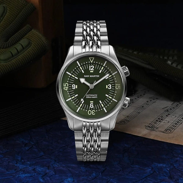 Planet Gates San Martin 39mm Leyenda Diver Watch NH35 Automatic Mechanical Movement AR Sapphire Luminous Waterproof 200m Watches SN0141W