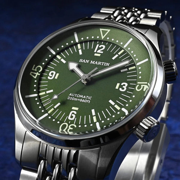 Planet Gates San Martin 39mm Leyenda Diver Watch NH35 Automatic Mechanical Movement AR Sapphire Luminous Waterproof 200m Watches SN0141W