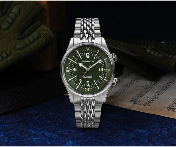 Planet Gates San Martin 39mm Leyenda Diver Watch NH35 Automatic Mechanical Movement AR Sapphire Luminous Waterproof 200m Watches SN0141W