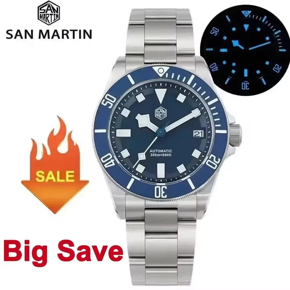 Planet Gates San Martin SN0121T Titanium Diving Watch NH35 Automatic Movement Watches Grade2 Titanium 120 Click Waterproof 300m Wristwatch