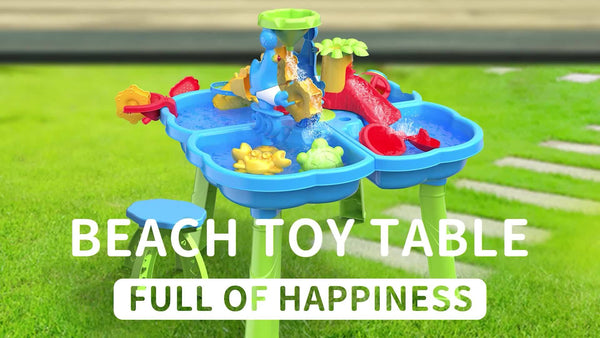 Planet Gates Sand Water Table BABYHOME 4-in-1 Sand Water Table, Sandbox Table With Beach Sand Water Toy, Kids Activity Sensory Play Table Summer Outdoor Toys Color Random