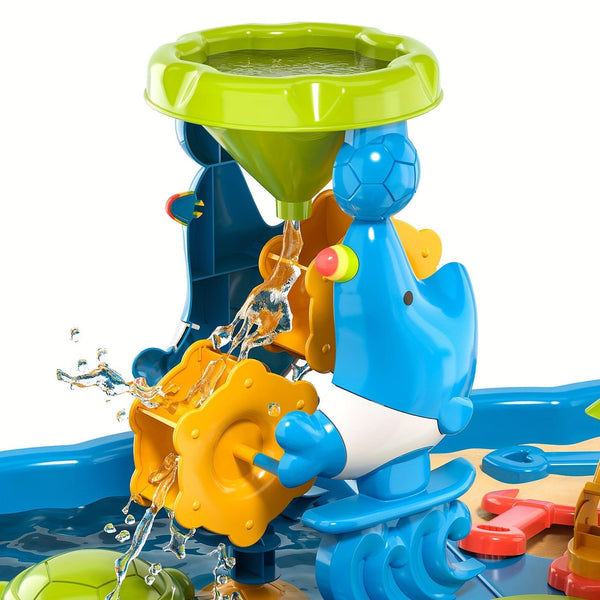 Planet Gates Sand Water Table BABYHOME 4-in-1 Sand Water Table, Sandbox Table With Beach Sand Water Toy, Kids Activity Sensory Play Table Summer Outdoor Toys Color Random
