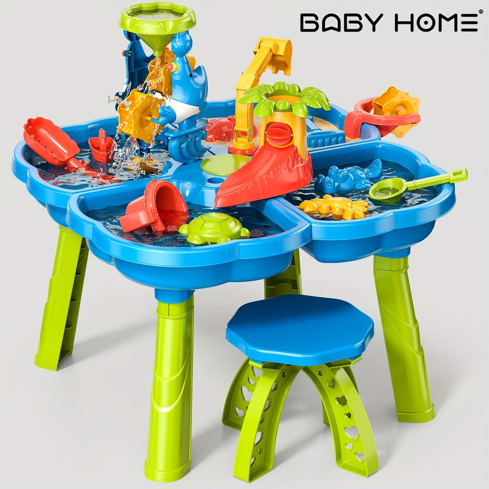 Planet Gates Sand Water Table BABYHOME 4-in-1 Sand Water Table, Sandbox Table With Beach Sand Water Toy, Kids Activity Sensory Play Table Summer Outdoor Toys Color Random