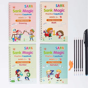 Planet Gates SANK Set 4 Books Magic Writing Copybook In Spanish Calligraphy Notebook Montessori Reusable Educational Calligraphic Letter Practice