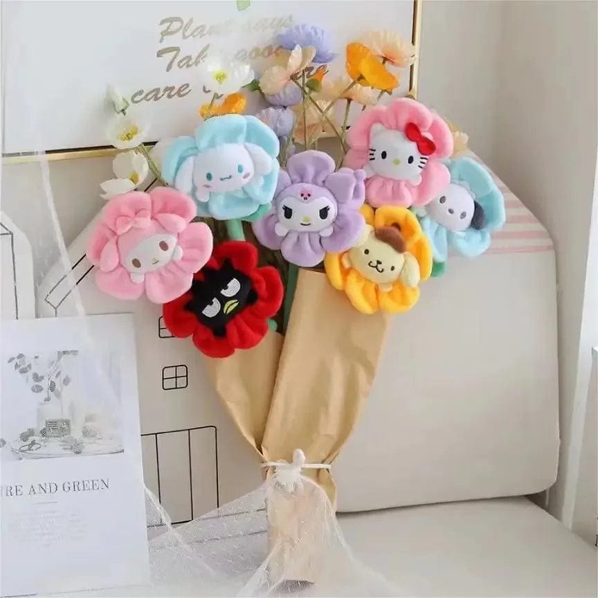 Planet Gates Sanrio Cartoon Changeable Flower My Melody Kuromi Cinnamoroll Kt Cat Purin Dog Plush Toy Anime Stuffed Animals Cute Plushie Doll