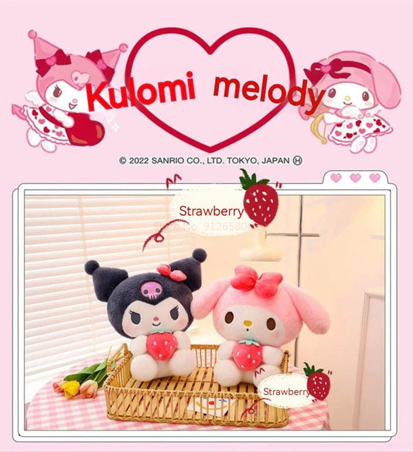 Planet Gates Sanrio Cartoon Kuromi My Melody Cinnamoroll Pochacco Pompom Purin Strawberry Cute Hug Plush Doll Toys For Children Surprise Gift