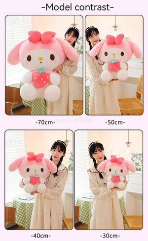 Planet Gates Sanrio Cartoon Kuromi My Melody Cinnamoroll Pochacco Pompom Purin Strawberry Cute Hug Plush Doll Toys For Children Surprise Gift