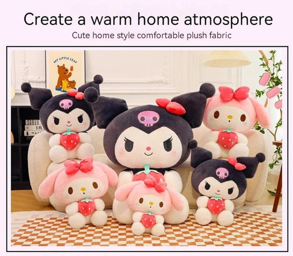 Planet Gates Sanrio Cartoon Kuromi My Melody Cinnamoroll Pochacco Pompom Purin Strawberry Cute Hug Plush Doll Toys For Children Surprise Gift