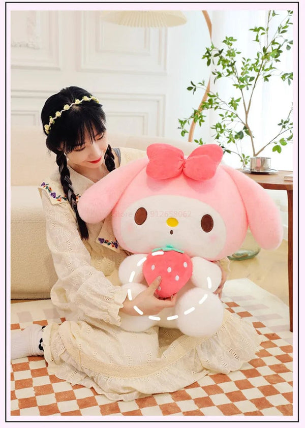 Planet Gates Sanrio Cartoon Kuromi My Melody Cinnamoroll Pochacco Pompom Purin Strawberry Cute Hug Plush Doll Toys For Children Surprise Gift