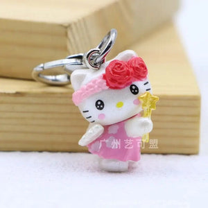 Planet Gates Sanrio Cute Strawberry Hello Kitty Doll Keychain Kawaii Angel Mobile Phone Pendant Children's Bag Accessories Toy Pendant Gift