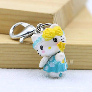 Planet Gates Sanrio Cute Strawberry Hello Kitty Doll Keychain Kawaii Angel Mobile Phone Pendant Children's Bag Accessories Toy Pendant Gift