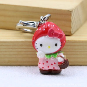 Planet Gates Sanrio Cute Strawberry Hello Kitty Doll Keychain Kawaii Angel Mobile Phone Pendant Children's Bag Accessories Toy Pendant Gift