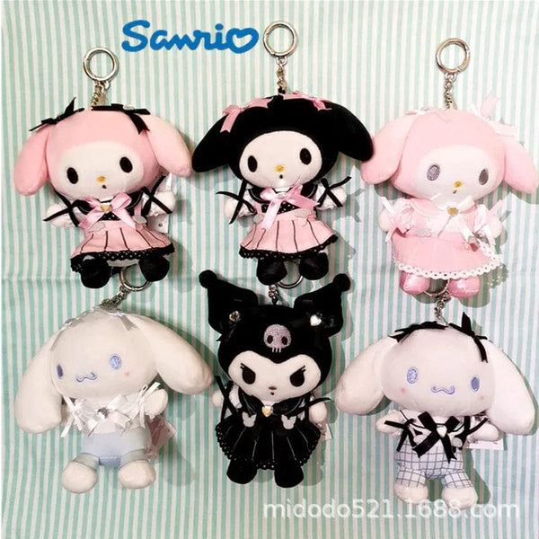 Planet Gates Sanrio Maid Series Kuromi Mymelody Cinnamoroll Plush Toy Doll Backpack Keychain Pendant Girls Birthday Gift
