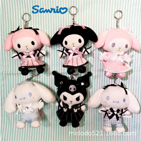 Planet Gates Sanrio Maid Series Kuromi Mymelody Cinnamoroll Plush Toy Doll Backpack Keychain Pendant Girls Birthday Gift