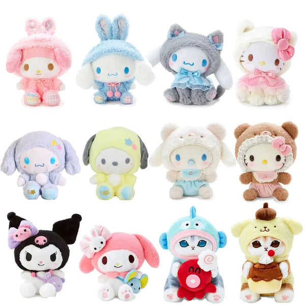 Planet Gates Sanrio Plush Toys Kawaii Hello Kitty My Melody Room Decor Kuromi Plushie Cinnamoroll Doll Plush Keychain for Christmas Gifts