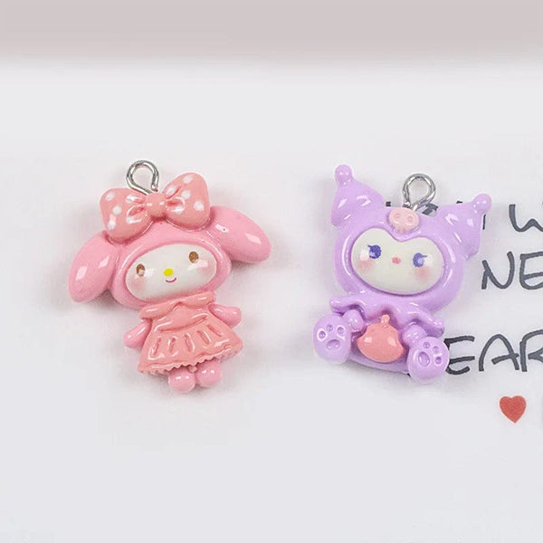 Planet Gates Sanrio Resin Anime Pendant Cute Kuromis Melodys Pochaccos Bright Face Zipper Buckle Pendants DIY Accessories Children's Toy Gift