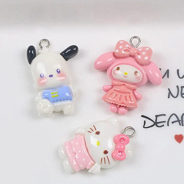 Planet Gates Sanrio Resin Anime Pendant Cute Kuromis Melodys Pochaccos Bright Face Zipper Buckle Pendants DIY Accessories Children's Toy Gift