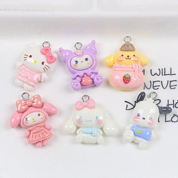 Planet Gates Sanrio Resin Anime Pendant Cute Kuromis Melodys Pochaccos Bright Face Zipper Buckle Pendants DIY Accessories Children's Toy Gift