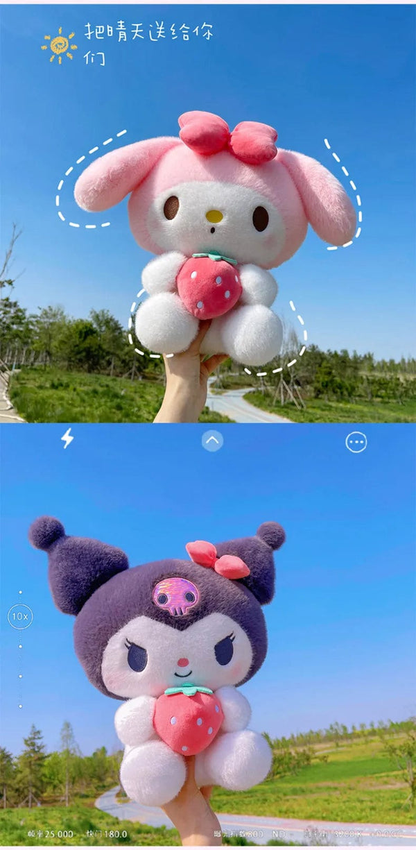 Planet Gates Sanrio Strawberry Kuromi Doll Plush Toy Melody Strawberry Cinnamoroll Dolls Children Sleeping Children's Birthday Toys Gifts