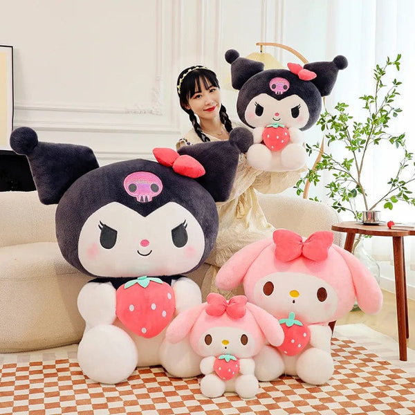Planet Gates Sanrio Strawberry Kuromi Doll Plush Toy Melody Strawberry Cinnamoroll Dolls Children Sleeping Children's Birthday Toys Gifts