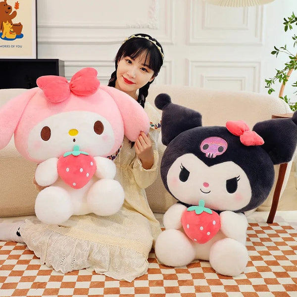 Planet Gates Sanrio Strawberry Kuromi Doll Plush Toy Melody Strawberry Cinnamoroll Dolls Children Sleeping Children's Birthday Toys Gifts