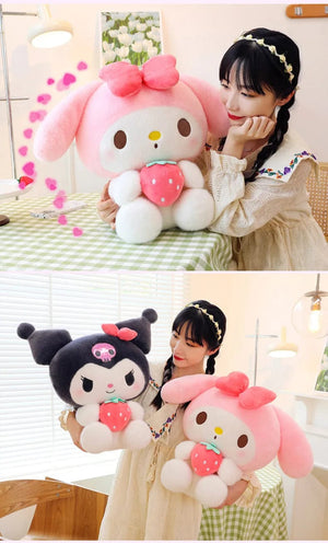 Planet Gates Sanrio Strawberry Kuromi Doll Plush Toy Melody Strawberry Cinnamoroll Dolls Children Sleeping Children's Birthday Toys Gifts