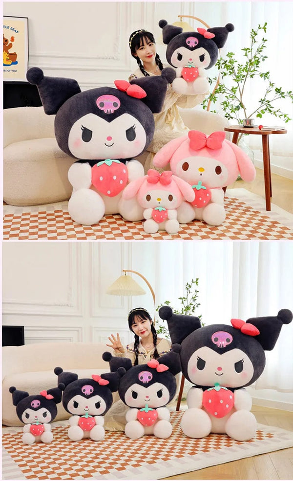 Planet Gates Sanrio Strawberry Kuromi Doll Plush Toy Melody Strawberry Cinnamoroll Dolls Children Sleeping Children's Birthday Toys Gifts