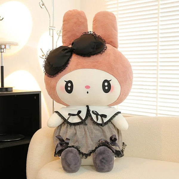 Planet Gates Sanrios Black Kuromi Mymelody Plush Stuffed Dolls Kawaii Cartoon Sofa Cushion Pillow Dark Gothic Lace Toy Birthday Gift For Girl