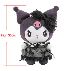 Planet Gates Sanrios Black Kuromi Mymelody Plush Stuffed Dolls Kawaii Cartoon Sofa Cushion Pillow Dark Gothic Lace Toy Birthday Gift For Girl
