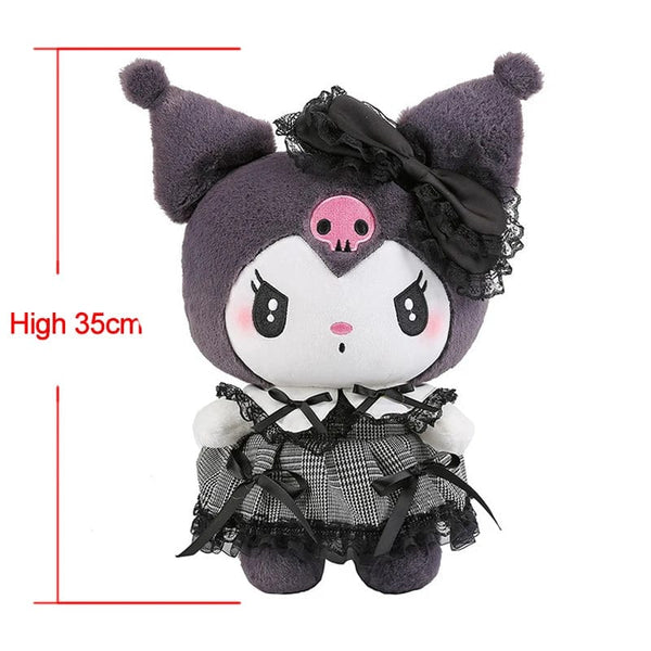 Planet Gates Sanrios Black Kuromi Mymelody Plush Stuffed Dolls Kawaii Cartoon Sofa Cushion Pillow Dark Gothic Lace Toy Birthday Gift For Girl