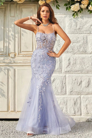 Planet Gates Sansa Lavender Sexy Backless Mermaid Prom Dress Spaghetti Strap vestidos de fiesta Lace Embroidery Tulle Evening Dress 2024