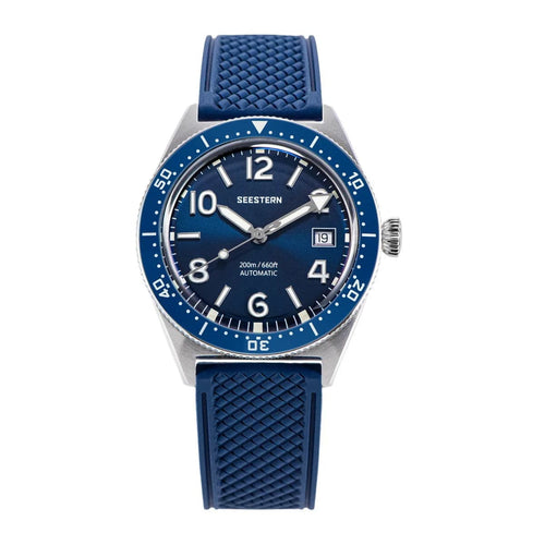 Planet Gates sBlue Rubber SEESTERN Diving Watch of Men Automatic Mechanical Wristwatches Seagul ST2130 Movement 20bar Waterproof Luminous Domed Crystal