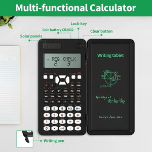 Planet Gates Scientific Calculator With Writing Tablet 991MS 349 Functions Engineering Financial calculator For School Students Office Solar