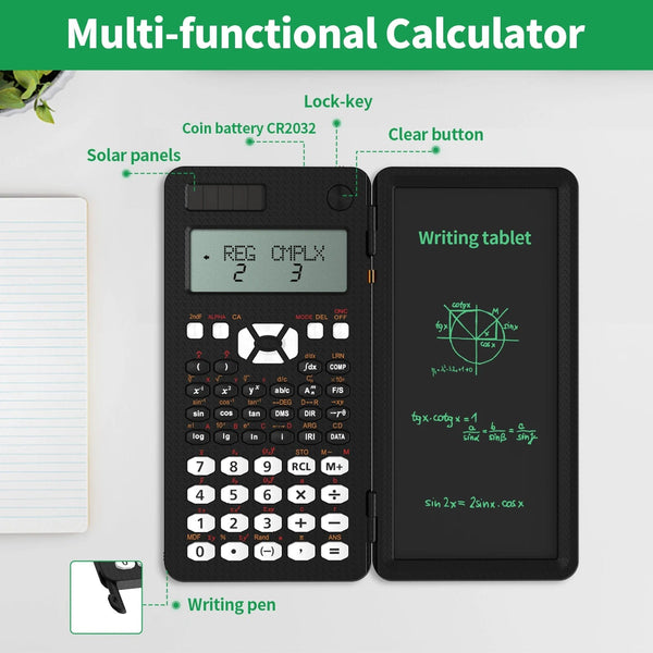 Planet Gates Scientific Calculator With Writing Tablet 991MS 349 Functions Engineering Financial calculator For School Students Office Solar