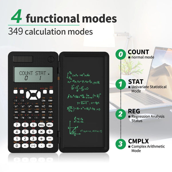 Planet Gates Scientific Calculator With Writing Tablet 991MS 349 Functions Engineering Financial calculator For School Students Office Solar