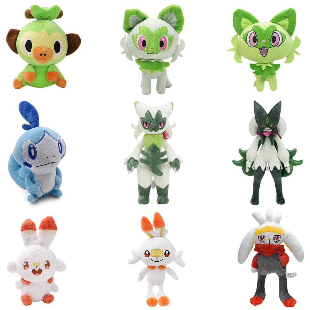 Planet Gates Scorbunny Grookey Sobble Pokemon Plush Doll Sprigatito Quaxly Fuecoco Floragato Meowscarada Anime Stuffed Peluche Toy Presents