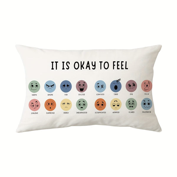 Planet Gates SCR76 / 29.97*50.04cm 1pc Mental Health Throw Pillow Cover, Double Sided Printing, Essential Pillow For Counseling Office, Suitable For Family Psychotherapist Office Counselor Office, Without Pillow Insert