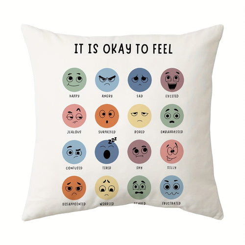 Planet Gates SCR76 / 44.96*44.96cm 1pc Mental Health Throw Pillow Cover, Double Sided Printing, Essential Pillow For Counseling Office, Suitable For Family Psychotherapist Office Counselor Office, Without Pillow Insert