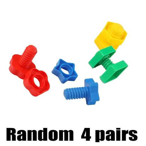 Planet Gates Screws 4 pairs 8 Set Screw Building Blocks Plastic Insert Blocks Nut Shape Toys for Children Educational Toys Montessori Scale Models